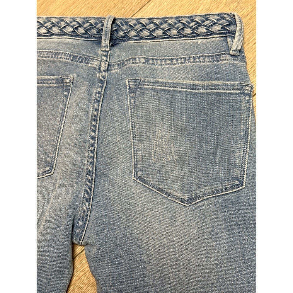 FRAME Le Crop Mini Boot Jeans 26 Braided Waist Raw Hem Light Wash Denim - Picture 4 of 6